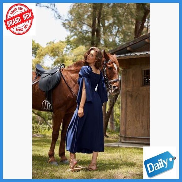 Medieval Renaissance Dress Long Bell Sleeve A-Line Maxi Pull On - Picture 4 of 7